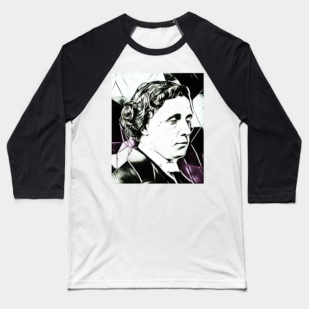 Lewis Carroll Black and White Portrait | Lewis Carroll Artwork 5 Baseball T-Shirt by JustLit